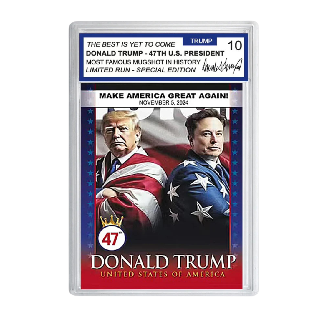 47th US President Donald Trump with Elon Musk Trading Card