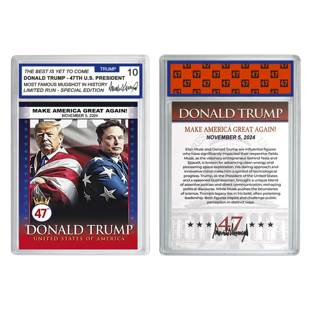 47th US President Donald Trump with Elon Musk Trading Card