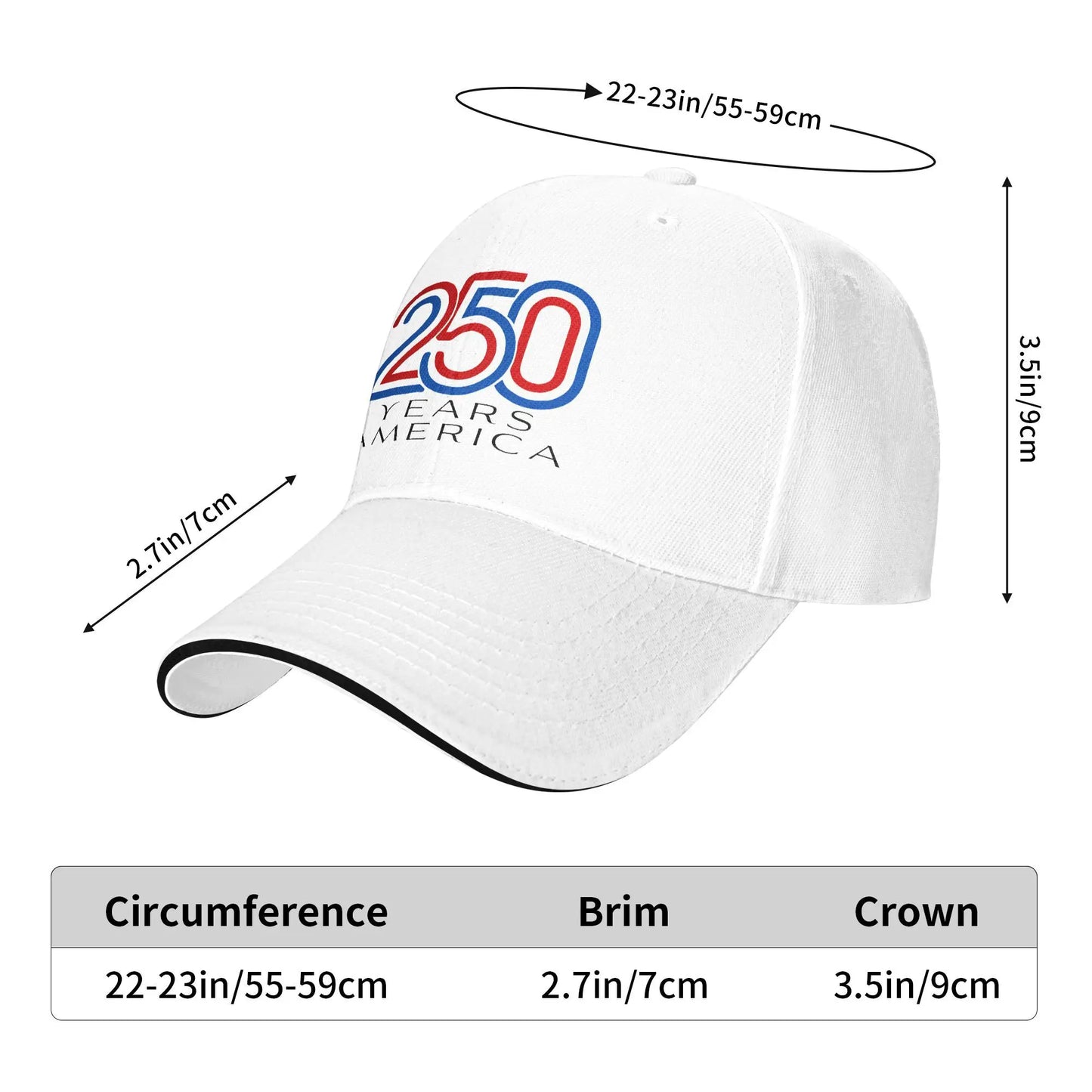 America 250 Years Anniversary Baseball Cap – 1776–2026 Patriotic Unisex Hat