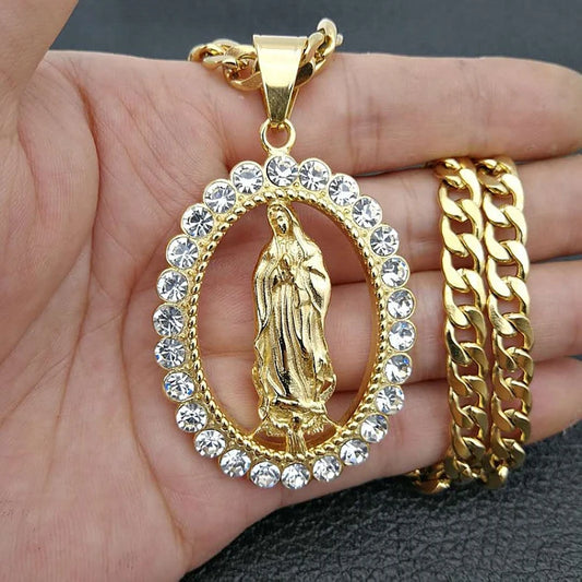 Virgin Mary Pendant Necklace – Religious Catholic Jewellery for Men & Women