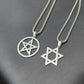 Classic Star of David Pendant Necklace – Black / Gold / Silver Stainless Steel + Free 24″ Chain