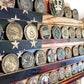 Wooden American US Flag Coin Display