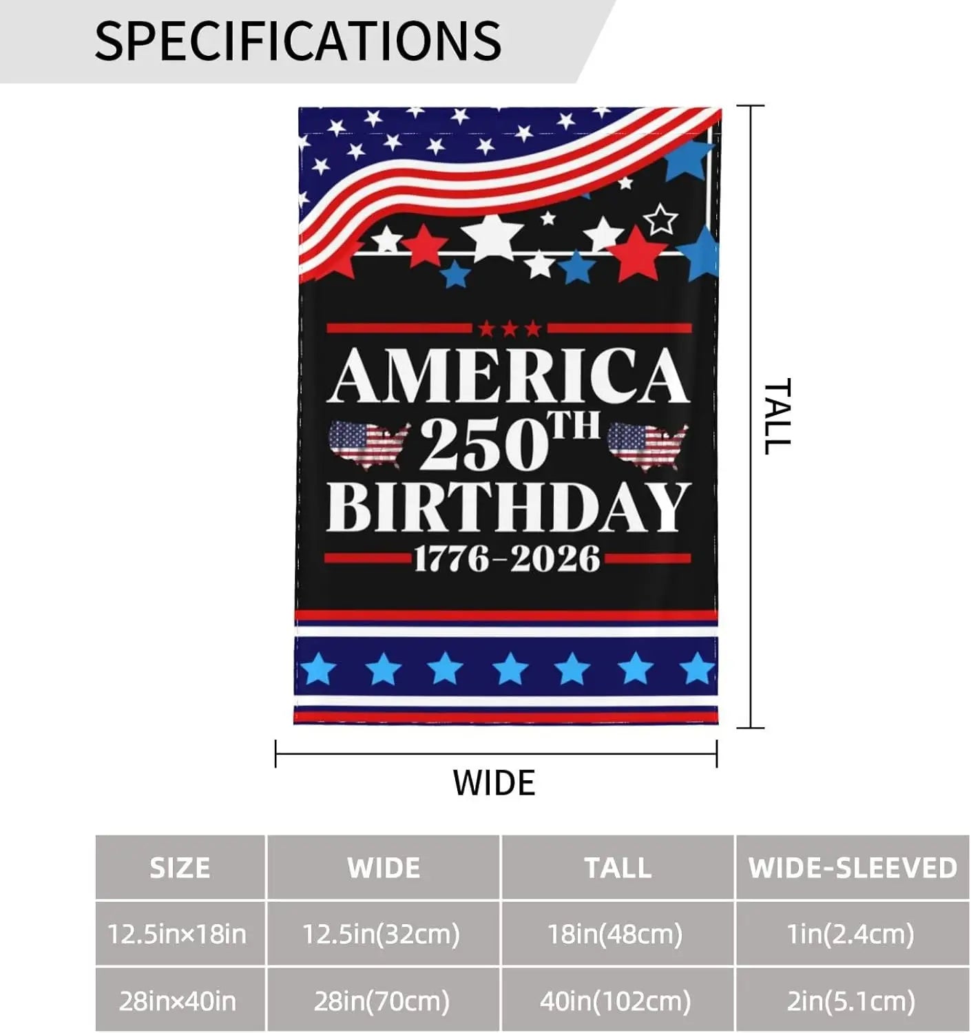 USA 250 Years Anniversary Flag – Semiquincentennial Outdoor Garden Flag