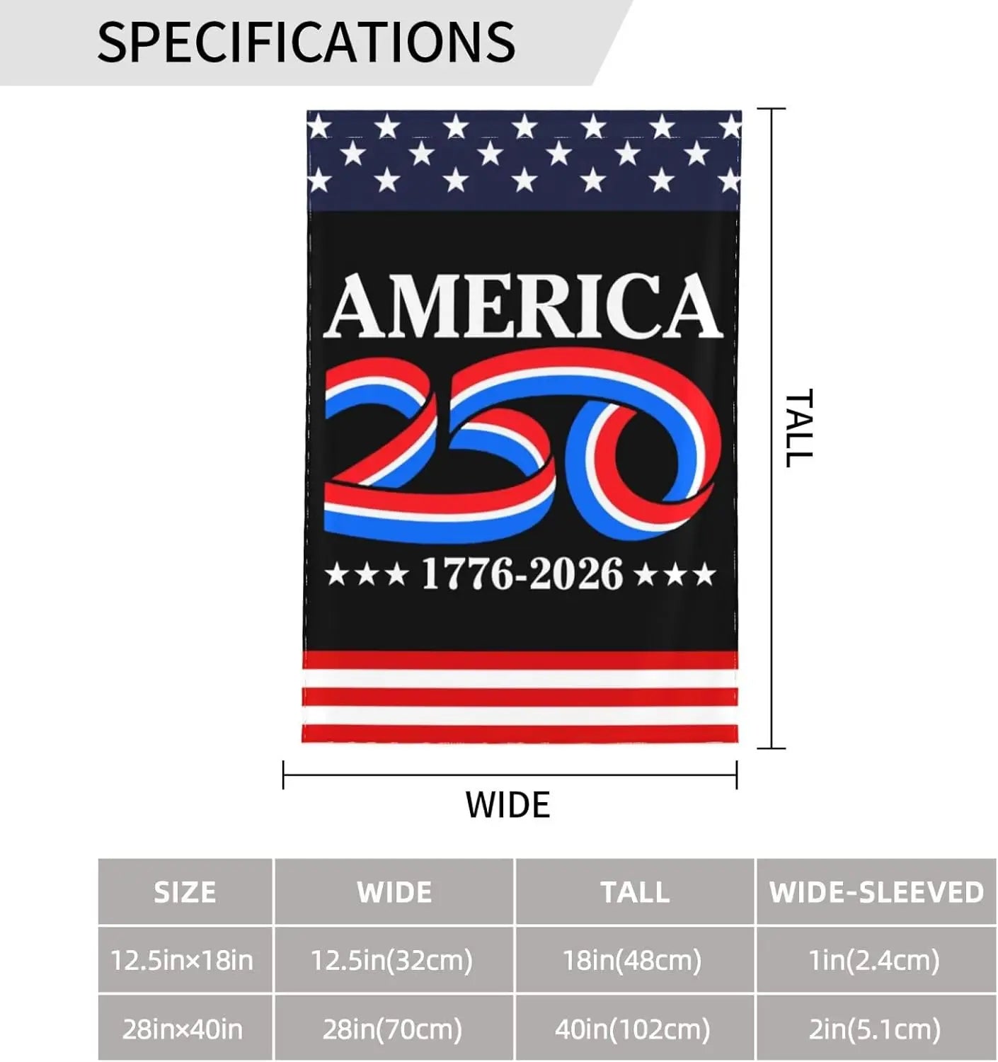 USA 250 Years Anniversary Flag – Semiquincentennial Outdoor Garden Banner