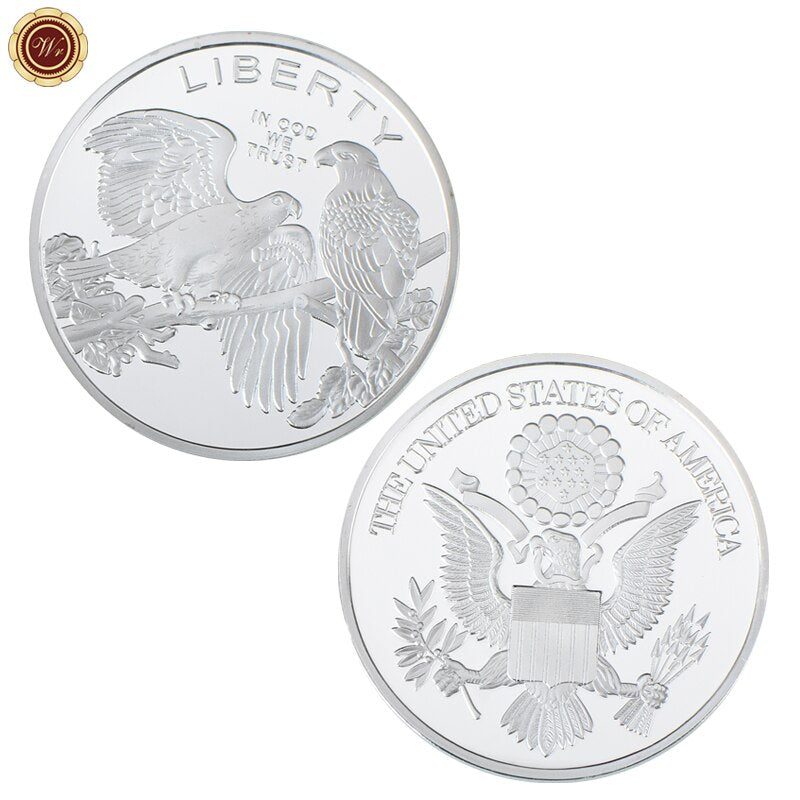 Amerikanische Liberty Eagle Gold- und Silbermünzen mit Münzhaltern