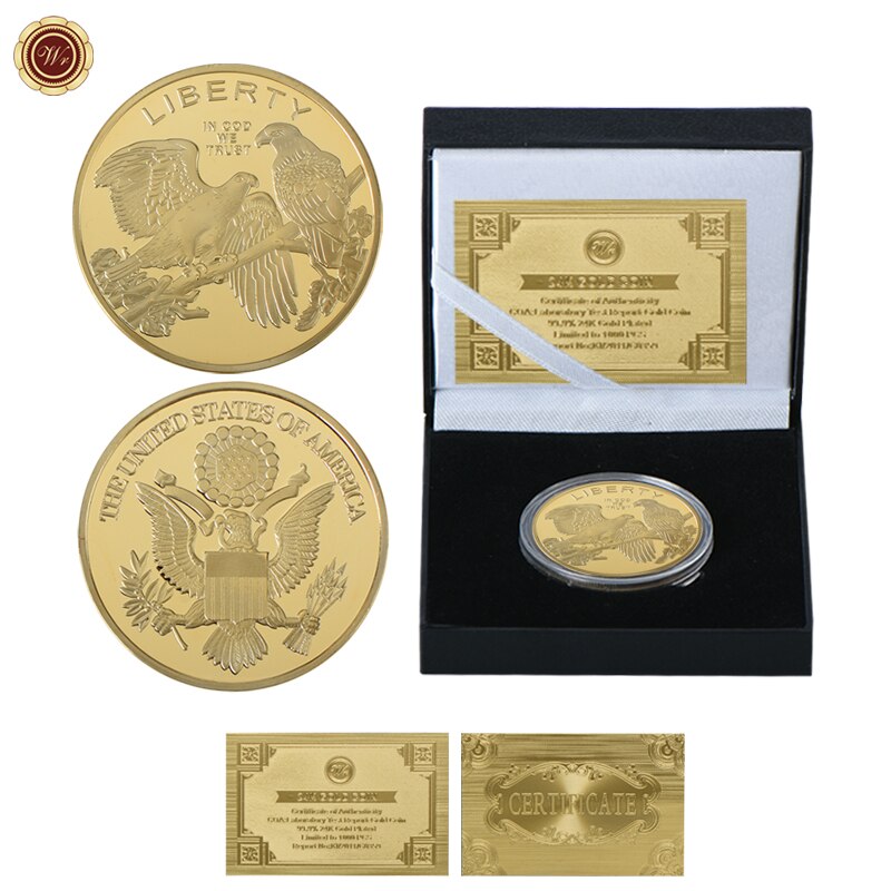 Amerikanische Liberty Eagle Gold- und Silbermünzen mit Münzhaltern